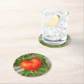 Heart Shaped Tomato Runder Pappuntersetzer (Vor Ort)
