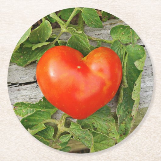 Heart Shaped Tomato Runder Pappuntersetzer (Vorderseite)