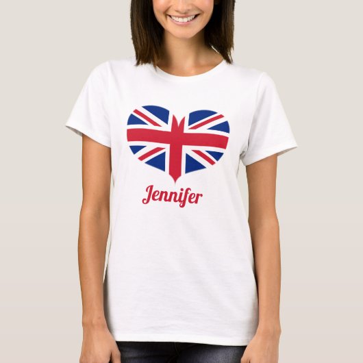 Heart Shaped UK Flag | PERSONALISIERT T-Shirt (Vorderseite)