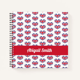 Heart Shaped UK Flag / Union Jack Personalisiert Notizbuch