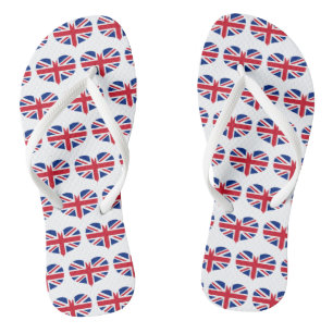 Heart Shaped United Kingdom Flag / Union Jack Badesandalen