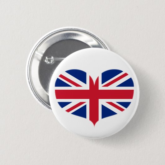 Heart Shaped United Kingdom Flag / Union Jack Button (Vorne & Hinten)