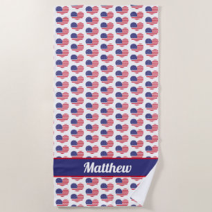 Heart Shaped US Flag / Personalisiertes Strandtuch
