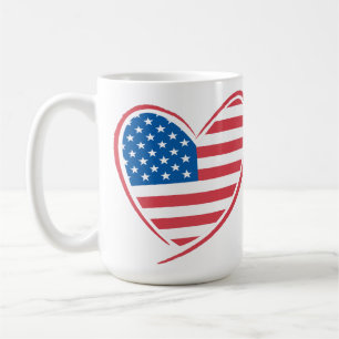 Heart Shaped USA Flag Design, Patriotic American Kaffeetasse