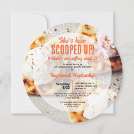 Heart Shaped Waffle Scooped Ice Cream Round Dusche Einladung