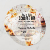 Heart Shaped Waffle Scooped Ice Cream Round Dusche Einladung (Vorne/Hinten)