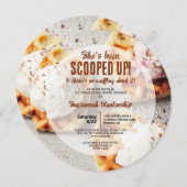 Heart Shaped Waffle Scooped Ice Cream Round Dusche Einladung (Vorne/Hinten)