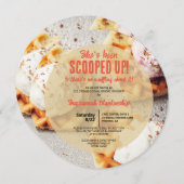 Heart Shaped Waffle Scooped Ice Cream Round Dusche Einladung (Vorne/Hinten)