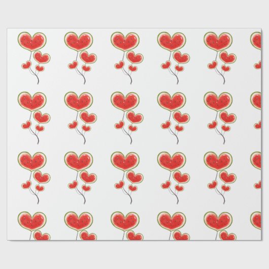 Heart Shaped Watermelon Ballons Geschenkpapier (Flach)