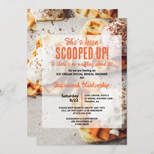 Heart Shaple Ice Cream Scoop Brautparty Einladung (Vorne/Hinten)