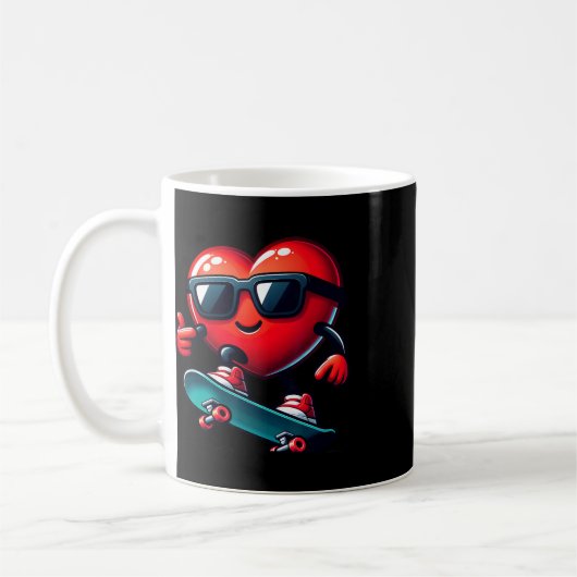 Heart Skateboarding Skateboarder Valentines Day Va Kaffeetasse (Links)