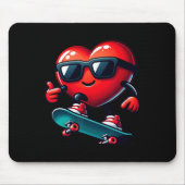 Heart Skateboarding Skateboarder Valentines Day Va Mousepad (Vorne)