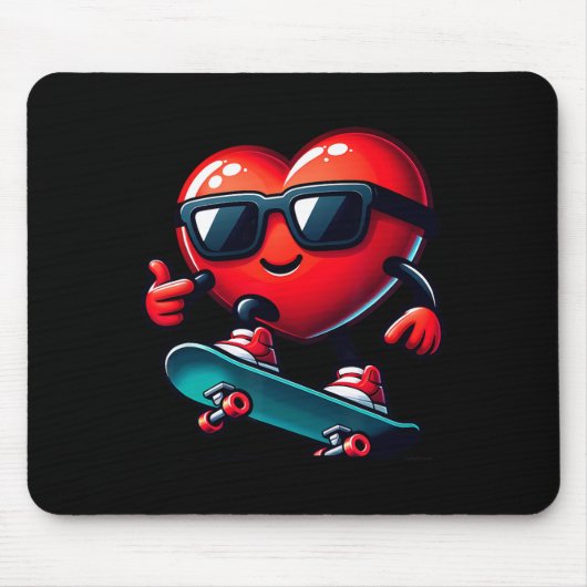 Heart Skateboarding Skateboarder Valentines Day Va Mousepad (Vorne)