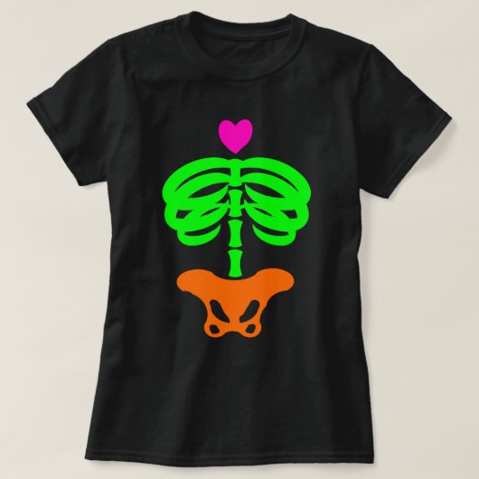 Heart Skelly Cartoon Zombie Skeleton Ribcage Art T T-Shirt (Design vorne)