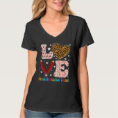 Heart Spanish Teacher Squad Leopard Plaid Red Vale T-Shirt (Vorderseite)
