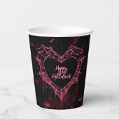 Heart Spider Web Pink Gothic Girls Halloween Pappbecher (Rückseite)