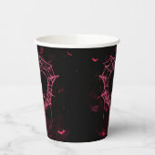 Heart Spider Web Pink Gothic Girls Halloween Pappbecher (Links)