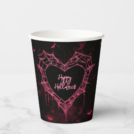 Heart Spider Web Pink Gothic Girls Halloween Pappbecher