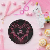 Heart Spider Web Pink Gothic Girls Halloween Pappteller (Party)