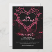 Heart Spider Web Pink Gothic Girls Halloween-Party Einladung (Vorderseite)