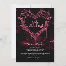 Heart Spider Web Pink Gothic Girls Halloween-Party Einladung