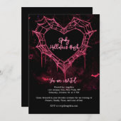 Heart Spider Web Pink Gothic Girls Halloween-Party Einladung (Vorne/Hinten)