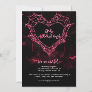 Heart Spider Web Pink Gothic Girls Halloween-Party Einladung