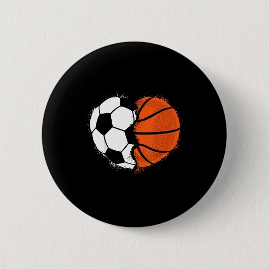 Heart Srts Soccer Basketball Ball Lover Valentines Button (Vorderseite)