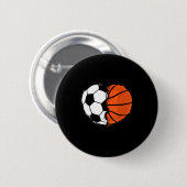 Heart Srts Soccer Basketball Ball Lover Valentines Button (Vorne & Hinten)