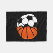Heart Srts Soccer Basketball Ball Lover Valentines Fleecedecke (Vorderseite (Horizontal))