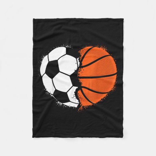 Heart Srts Soccer Basketball Ball Lover Valentines Fleecedecke (Vorderseite)