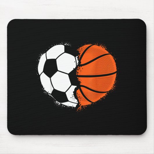 Heart Srts Soccer Basketball Ball Lover Valentines Mousepad (Vorne)