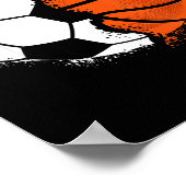 Heart Srts Soccer Basketball Ball Lover Valentines Poster (Ecke)