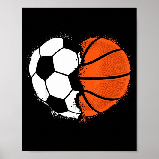 Heart Srts Soccer Basketball Ball Lover Valentines Poster (Vorne)
