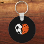 Heart Srts Soccer Basketball Ball Lover Valentines Schlüsselanhänger (Vorderseite)