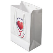 Heart & Stethoscope Gift Bag Wird Nurse & Doctor A Mittlere Geschenktüte (Vorderseite Schrägansicht)