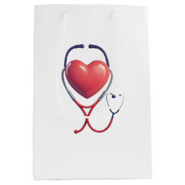 Heart & Stethoscope Gift Bag Wird Nurse & Doctor A Mittlere Geschenktüte