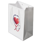 Heart & Stethoscope Gift Bag Wird Nurse & Doctor A Mittlere Geschenktüte (Rückseite Schrägansicht)
