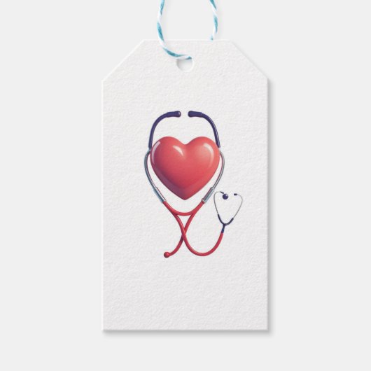 Heart & Stethoscope Gift Tag Wird Medical Geschenkanhänger (Vorderseite)