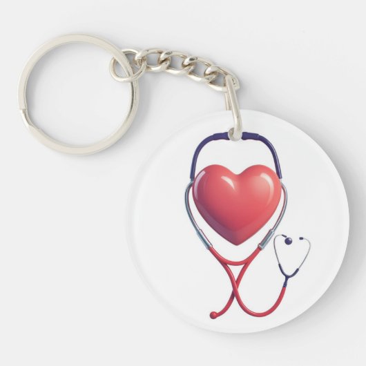 Heart & Stethoscope Keychain Wird Gift for Nurses Schlüsselanhänger (Vorderseite)