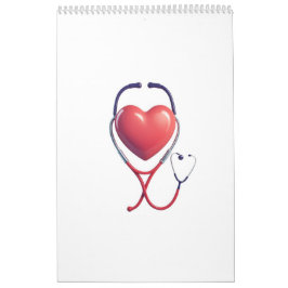 Heart & Stethoscope Notebook Wird Medical School & Kalender