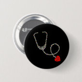 Heart Stethoscope Nurse Button (Vorne & Hinten)