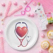 Heart & Stethoscope Paper Plate Wird Medical Party Pappteller (Party)