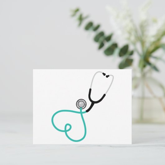 Heart Stethoscope Postkarte (Stehend Vorderseite)