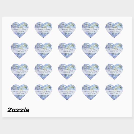 Heart Sticker in Light Blue Hydrangeas (Blatt)