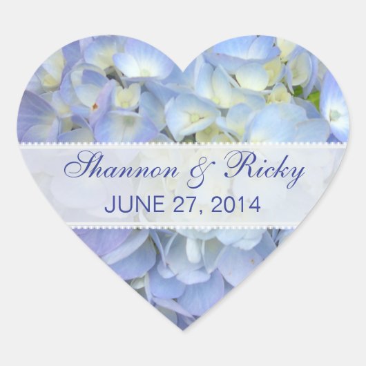 Heart Sticker in Light Blue Hydrangeas (Vorderseite)