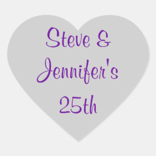 Heart Stickers 25. Hochzeit Silver Jubiläum 25