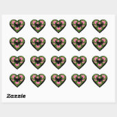 Heart Stickers-Pink Roses Herz-Aufkleber (Blatt)