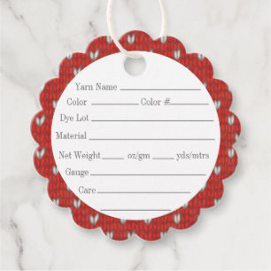 HEART STRICK 2" Scalloped Round Yarn Tags Geschenkanhänger