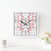 Heart Sudoku Clock with downloadable puzzle Quadratische Wanduhr (Zuhause)